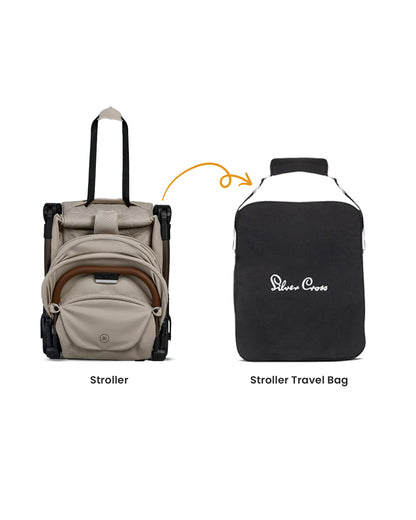 Silver Cross Clic 2 Cabin Friendly Stroller-With Stroller Bag-One Hand Fold-Includes Rain Cover-For 0 to 4Y (Upto 22 kg)-Latte
