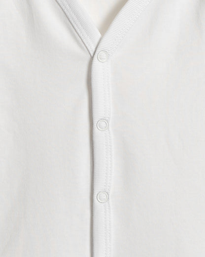 Twingle 100% Organic Cotton Jhabla Vest-Front Snaps for Easy Dressing-No Itchy Neck Tags-Long Sleeves-Solid-White-Pack of 3-For Infants