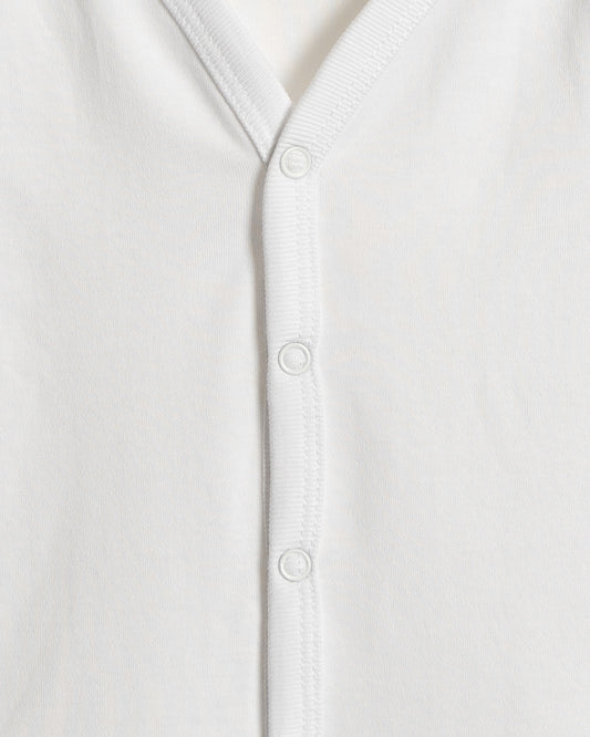 Twingle 100% Organic Cotton Jhabla Vest-Front Snaps for Easy Dressing-No Itchy Neck Tags-Long Sleeves-Solid-White-Pack of 3-For Infants