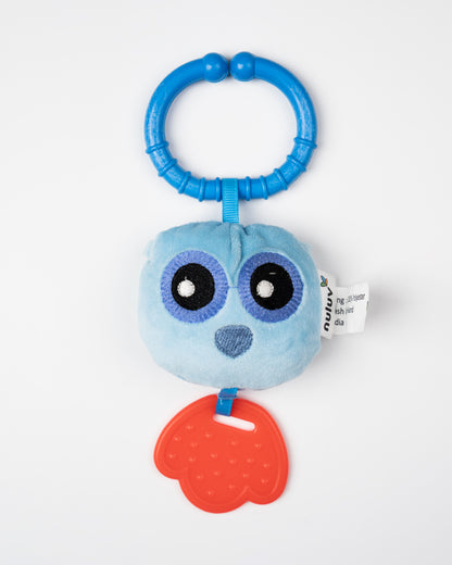 nuluv Owl Rattle Teether Toy-Plush Rattle-Smooth Edges-BPA and PVC Free-Blue-3M+