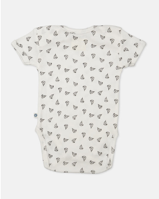 Cotton Bug White Bodysuit-Anchor-Organic Cotton-Half Sleeves-Pack of 3-For Infants