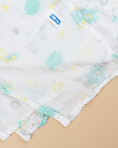 Hopop Space Baby Swaddle-100% Organic Muslin Cotton-White-For Infants