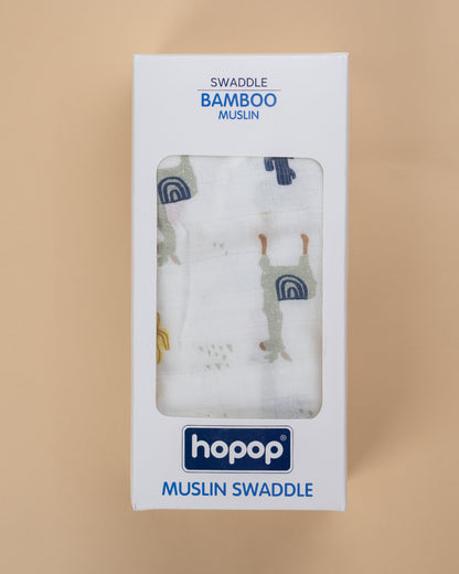 Hopop Dandelions Baby Swaddle-100% Organic Cotton Muslin-White-For Infants