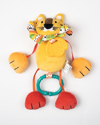 nuluv Jittery Lino Rattle Teether Toy-Plush Rattle-Smooth Edges-BPA and PVC Free-Yellow-3M+