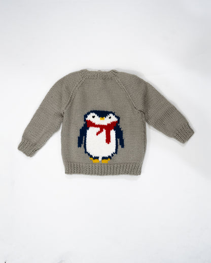 Woonie Grey Sweater-Embroidered-Acrylic Handmade-For Infants