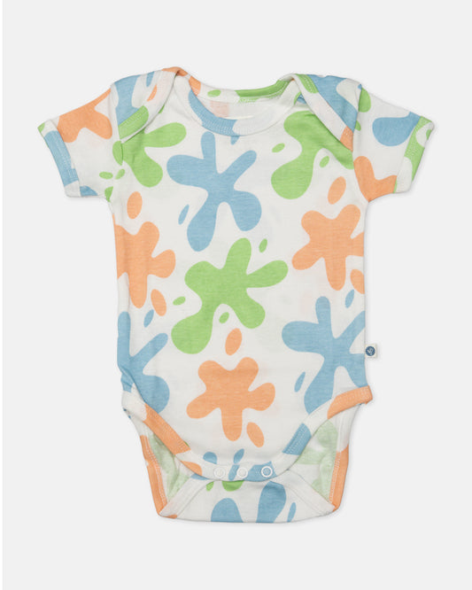 Cotton Bug White Bodysuit-Art Splash-Organic Cotton-Half Sleeves-Pack of 3-For Infants