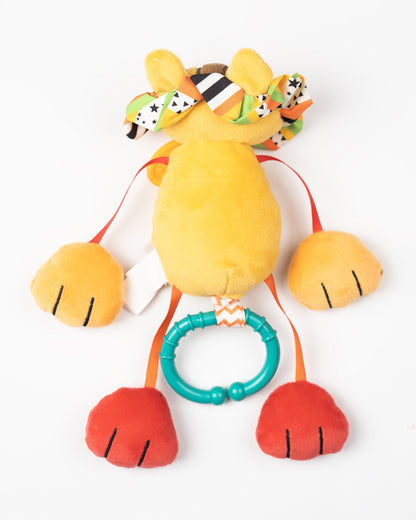 nuluv Jittery Lino Rattle Teether Toy-Plush Rattle-Smooth Edges-BPA and PVC Free-Yellow-3M+