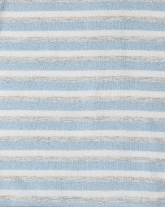 Tiny Twig White & Blue Winter Wear Sweatshirt-SBE Stripes-Organic Cotton-For Infants