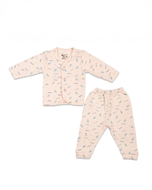 Bodycare Peach Pink Thermal Set-Rocket-Cotton-For Infants