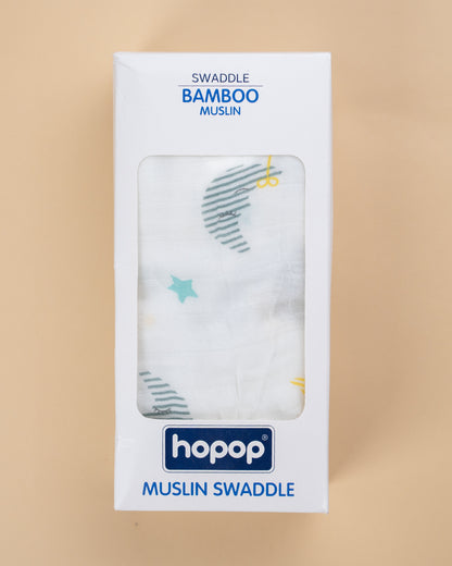 Hopop Cloud Baby Swaddle-100% Organic Muslin Cotton-White-For Infants