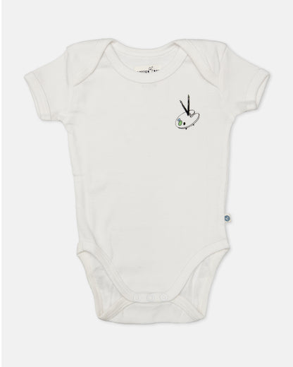 Cotton Bug White Bodysuit-Art Splash-Organic Cotton-Half Sleeves-Pack of 3-For Infants