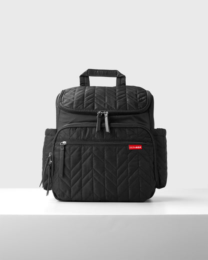 Skip Hop Forma Diaper Bag-Backpack-With Changing Pad-Extra Wide Opening & Lightweight Quilted Design-Jet Black