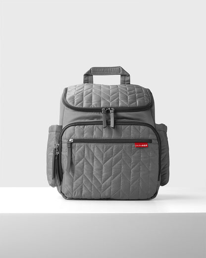 Skip Hop Forma Diaper Bag-Backpack-With Changing Pad-Extra Wide Opening & Lightweight Quilted Design-Grey