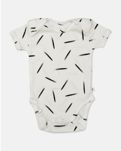 Cotton Bug White Bodysuit-Art Splash-Organic Cotton-Half Sleeves-Pack of 3-For Infants