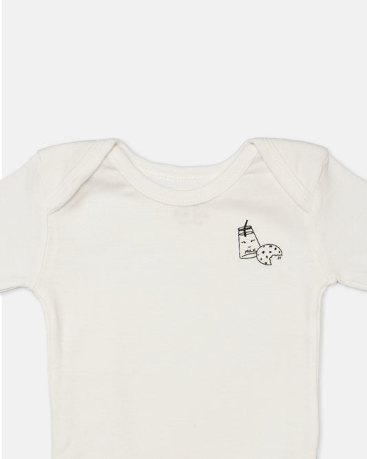 Cotton Bug White & Black Bodysuit-Milk-Organic Cotton-Full Sleeves-Pack of 3-For Infants