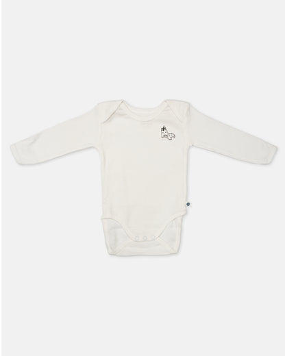 Cotton Bug White & Black Bodysuit-Milk-Organic Cotton-Full Sleeves-Pack of 3-For Infants