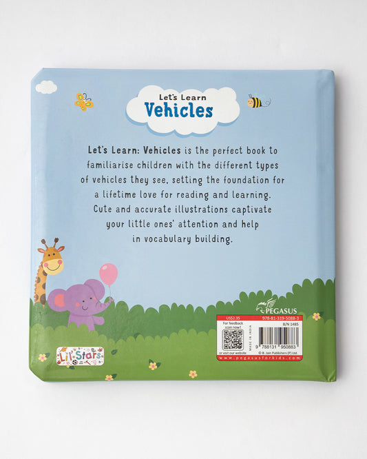 Pegasus Let's Learn Vehicles Book-12 Interactive Colorful Pages-Develops Visual Recognition-Learning & Educational Toys-12M+