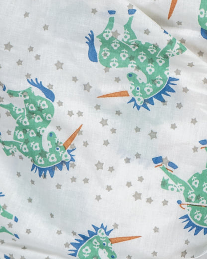 The Almirah Green Jhabla Set-Unicorn-Organic Cotton-For Infants