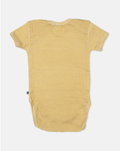 Cotton Bug White & Yellow Bodysuit-Printed-Organic Cotton-Half Sleeves-Pack of 3-For Infants