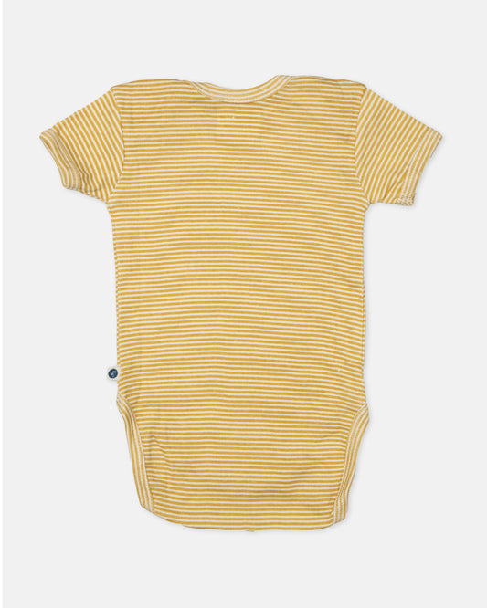 Cotton Bug White & Yellow Bodysuit-Printed-Organic Cotton-Half Sleeves-Pack of 3-For Infants