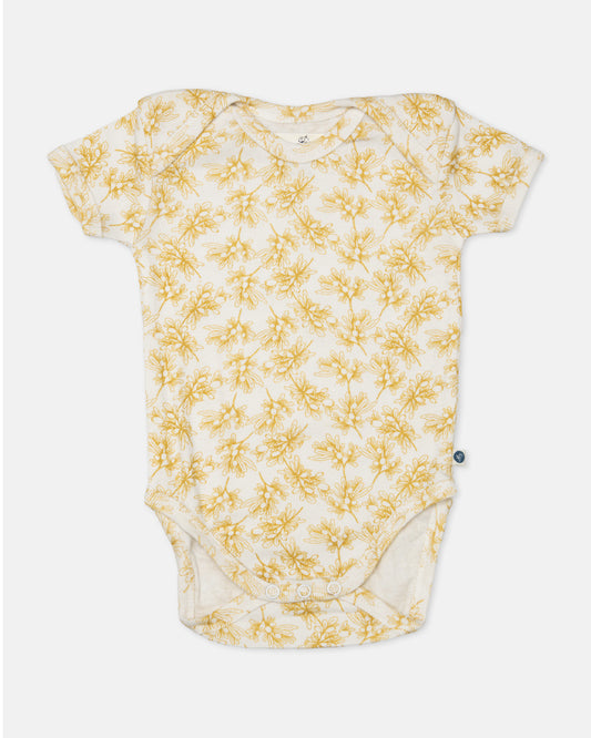 Cotton Bug White & Yellow Bodysuit-Printed-Organic Cotton-Half Sleeves-Pack of 3-For Infants