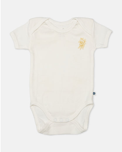 Cotton Bug White & Yellow Bodysuit-Printed-Organic Cotton-Half Sleeves-Pack of 3-For Infants