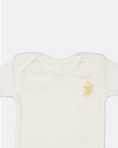 Cotton Bug White & Yellow Bodysuit-Printed-Organic Cotton-Half Sleeves-Pack of 3-For Infants