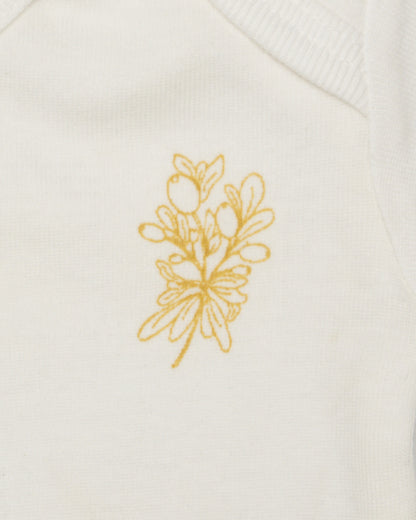 Cotton Bug White & Yellow Bodysuit-Printed-Organic Cotton-Half Sleeves-Pack of 3-For Infants