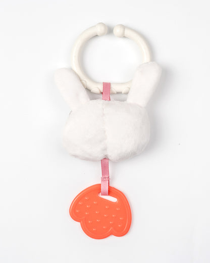 nuluv Bunny Rattle Teether Toy-Plush Rattle-Smooth Edges-BPA and PVC Free-White-3M+