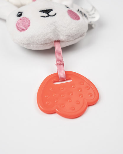 nuluv Bunny Rattle Teether Toy-Plush Rattle-Smooth Edges-BPA and PVC Free-White-3M+