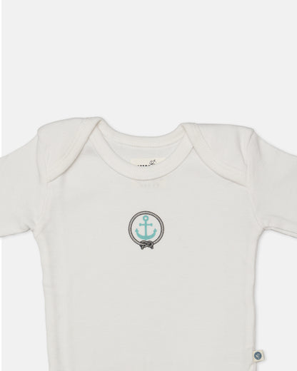 Cotton Bug White Bodysuit-Anchor-Organic Cotton-Full Sleeves-Pack of 3-For Infants