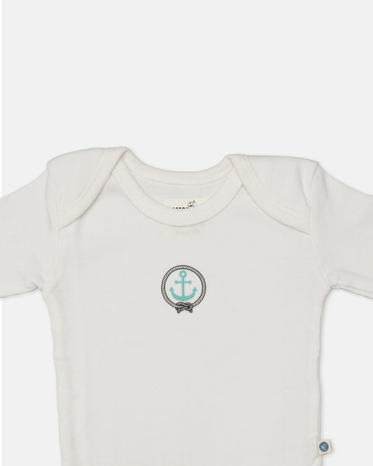 Cotton Bug White Bodysuit-Anchor-Organic Cotton-Full Sleeves-Pack of 3-For Infants