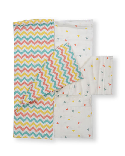 BeeLittle Organic Muslin Swaddles-Mad Angles & Zigzag-Pack of 2-Infant Wraps