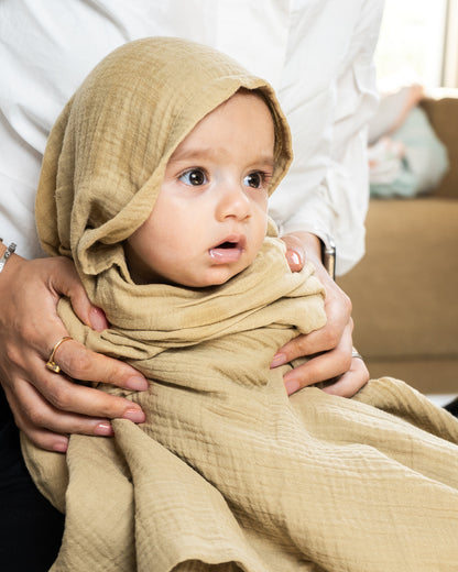 duckduckbaby Super Absorbent Baby Muslin Towel-100% Organic Cotton-Ultrasoft & Lightweight-Gets Softer With Every Wash-Natural