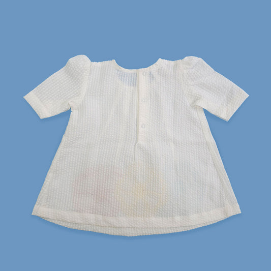 Keebee White Frock Dress-Flowers-Organic Cotton-For Infants