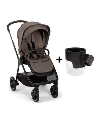 Nuna TRIV Next Baby Stroller-With Cup Holder-One Hand Fold-Includes Rain Cover & Post Adaptors-2 Years Warranty-Pram for 0 to 4Y (Upto 22Kg)-Chestnut