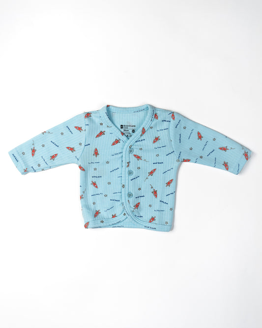 Bodycare Blue Winter Wear Thermal Set-Rocket-Cotton-For Infants