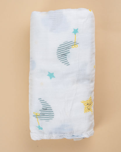 Hopop Cloud Baby Swaddle-100% Organic Muslin Cotton-White-For Infants