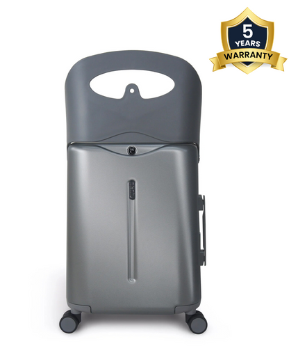 Miamily Charcoal Grey Ride On Trolley Carry On Luggage-Swiss Design-with 3 Digit Lock and Built in Seat for Kids & Adults