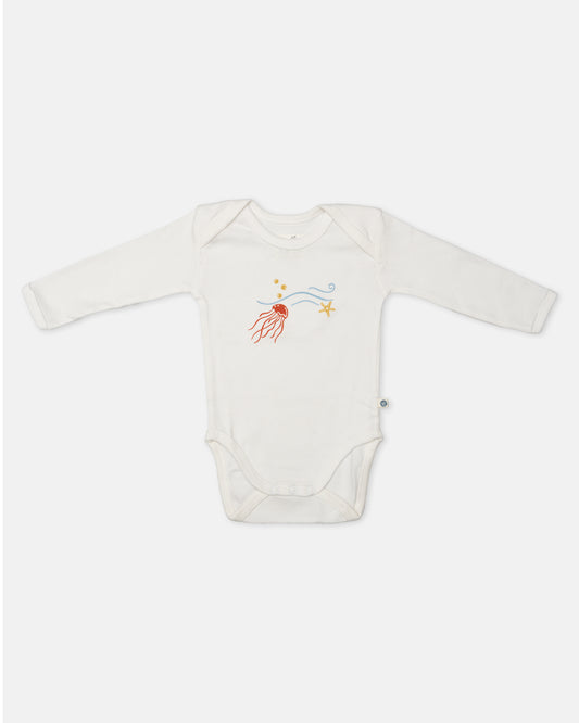 Cotton Bug White Bodysuit-Sea World-Organic Cotton-Full Sleeves-Pack of 3-For Infants