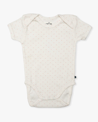 Cotton Bug White & Pastel Pink Bodysuit-Hearts-Organic Cotton-Half Sleeves-Pack of 3-For Infants