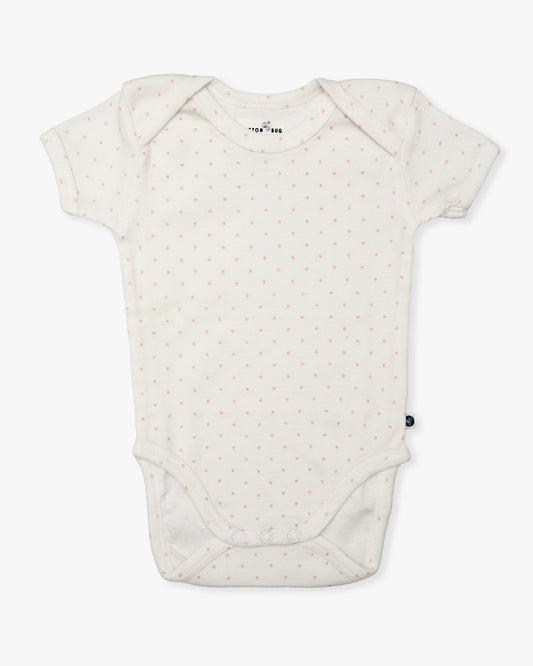 Cotton Bug White & Pastel Pink Bodysuit-Hearts-Organic Cotton-Half Sleeves-Pack of 3-For Infants