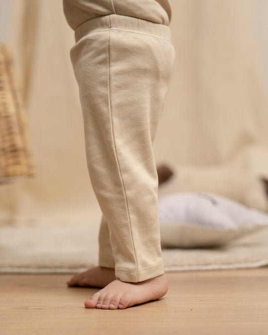 Twingle 100% Organic Cotton Leggings-Soft Elasticated Waistband-No Itchy Tags-Solid-Beige-For Infants