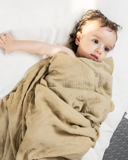 duckduckbaby Super Absorbent Baby Muslin Towel-100% Organic Cotton-Ultrasoft & Lightweight-Gets Softer With Every Wash-Natural