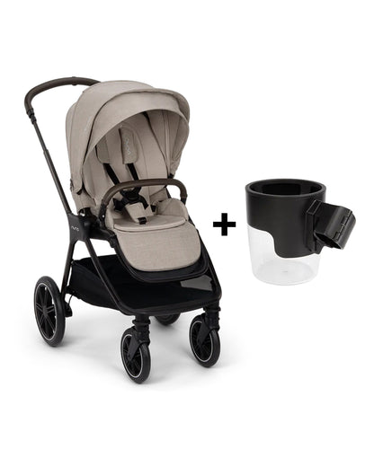 Nuna TRIV LX Baby Stroller-With Cup Holder-2025 Edition-All Terrain Big Rear Wheels-Reversible & Near Flat Reclining Seat-One Hand Fold-2 Years Warranty-For 0 to 4 Years (Upto 22 Kg)-Chateau
