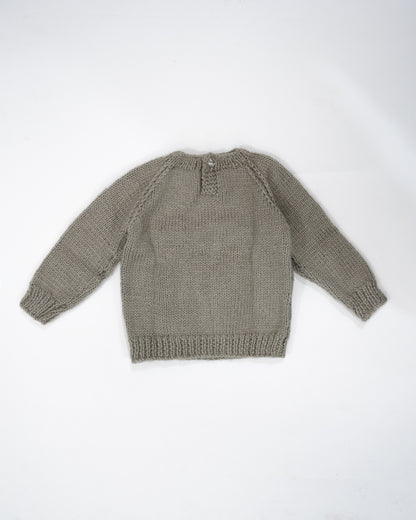 Woonie Grey Sweater-Embroidered-Acrylic Handmade-For Infants