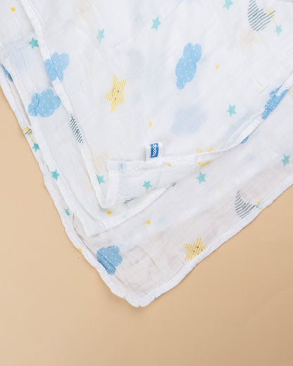 Hopop Cloud Baby Swaddle-100% Organic Muslin Cotton-White-For Infants