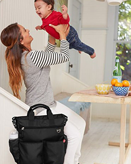 Skip Hop Duo Signature Diaper Bag-With Changing Pad & Removable Shoulder Strap-Black