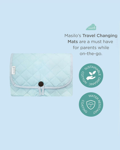 Masilo Travel Diaper Changing Mat-Organic Cotton-With Pocket-Blue