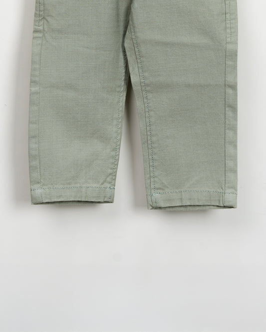 BeeLittle Sage Green Trousers-Olive-Cotton-For Infants